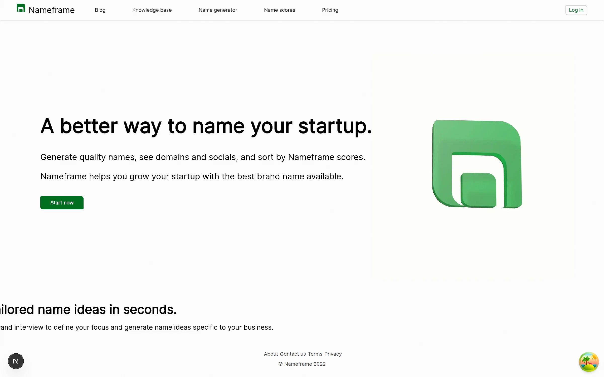 The public landing page